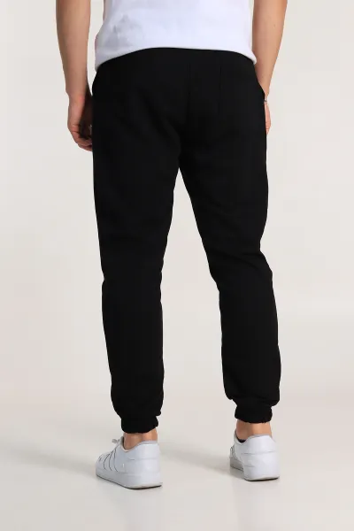 Siyah Regular Fit İki İp Paça Lastikli Erkek Eşofman Altı 338275