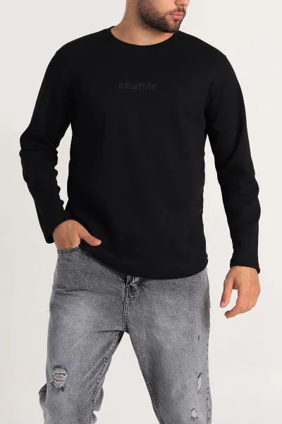 siyah-regular-fit-kabartma-baskili-erkek-sweatshirt-303418