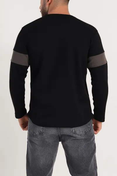 Siyah Regular Fit Kabartma Baskılı Erkek Sweatshirt 303423