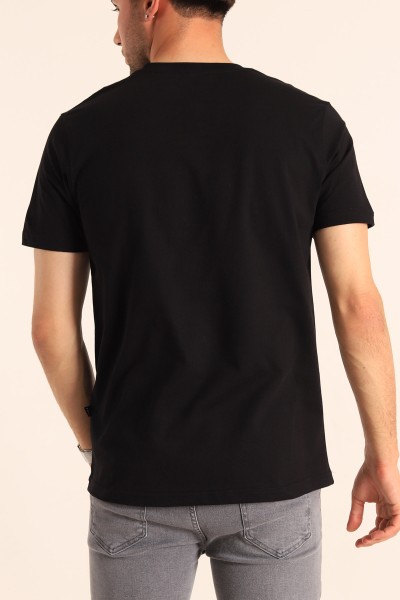 Siyah Regular Fit Logo Detay Erkek Tişört 182200