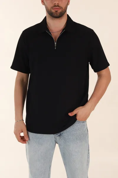 siyah-regular-fit-pike-dokulu-fermuarli-polo-yaka-erkek-tisort-368528