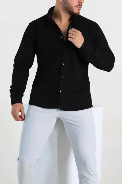siyah-regular-fit-suet-cit-cit-dugmeli-erkek-gomlek-309297