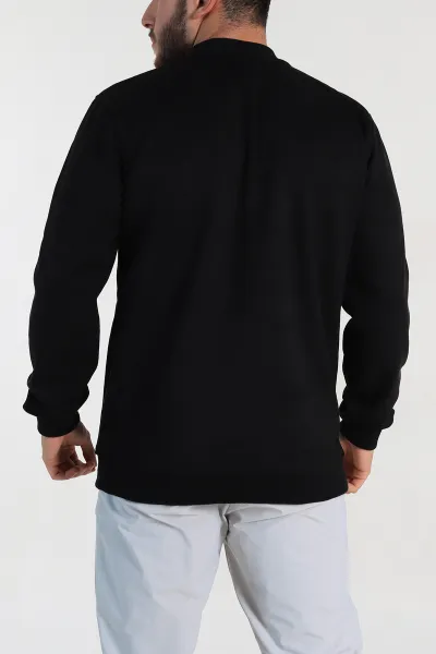 Siyah Regular Fit Süet Kabartma Yazı Detaylı Erkek Sweatshirt 305895