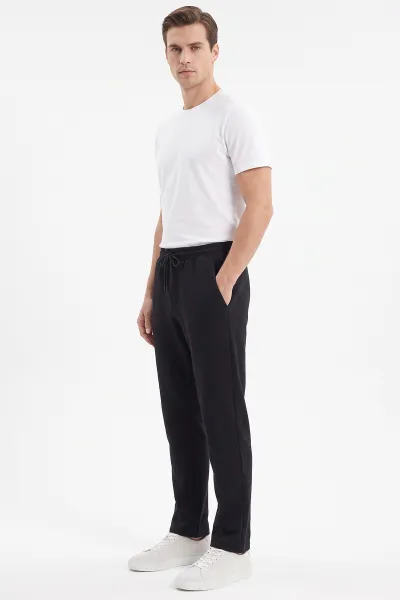 Siyah Regular Fit Üç Fit Şardonlu Erkek Eşofman Altı 501313