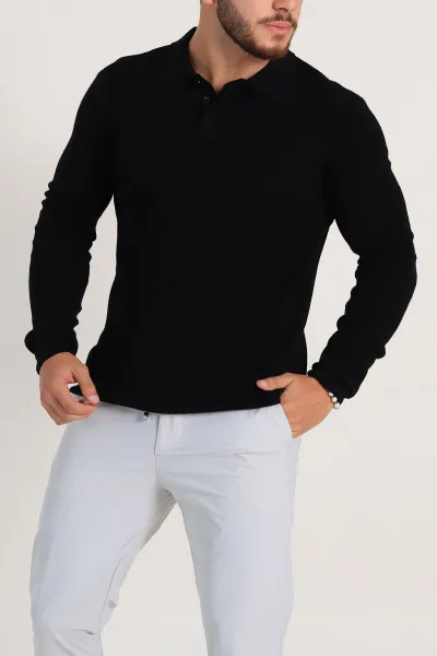 siyah-regular-fit-uzun-kollu-polo-yaka-triko-300911