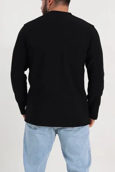 Siyah Regular Fit Yazı Detay Erkek Sweatshirt 305880