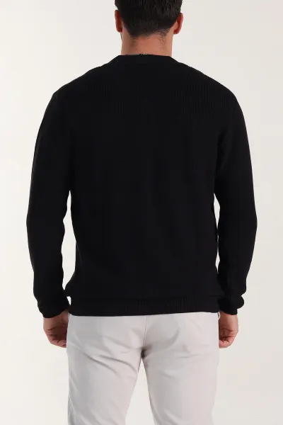 Siyah Relaxed Fit Bambu Erkek Triko Hırka 400155