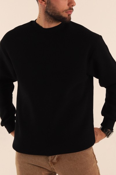siyah-relaxed-fit-basic-sardonlu-erkek-sweatshirt-204790