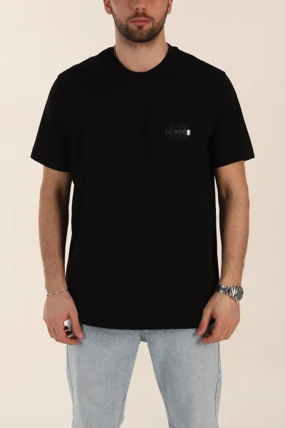 Siyah Relaxed Fit Baskılı Yazı Detaylı Erkek Tişört 358544
