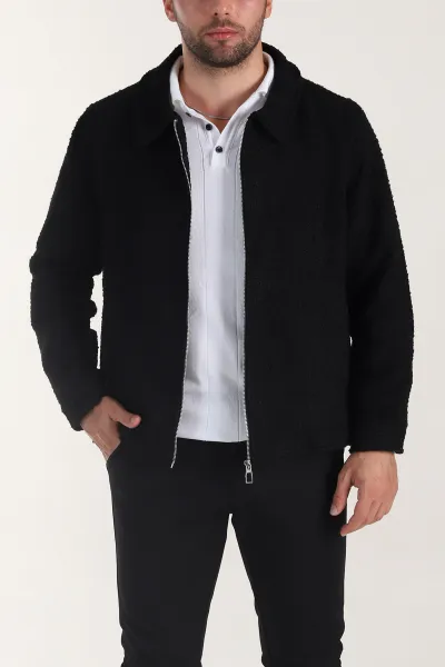siyah-relaxed-fit-burumcuk-dokulu-kircilli-erkek-ceket-400627