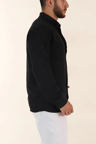 Siyah Relaxed Fit Desenli Uzun Kollu Erkek Gömlek 369751