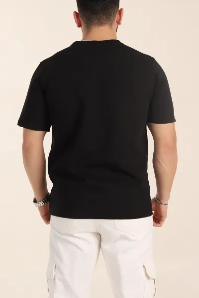 Siyah Relaxed Fit Double Face Basic Erkek Tişört 348937