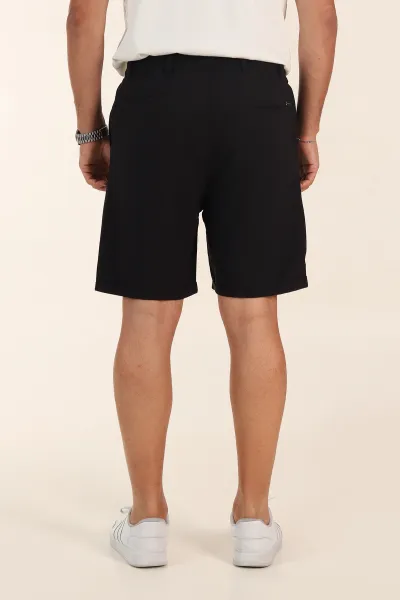 Siyah Relaxed Fit Double Kumaş Duble Paça Erkek Şort 382253