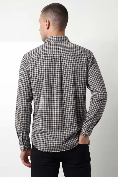 Siyah Relaxed Fit Ekose Desen Erkek Gömlek 435790