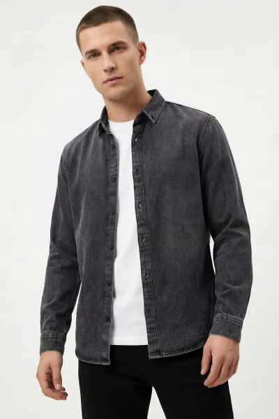 siyah-relaxed-fit-erkek-kot-gomlek-419371