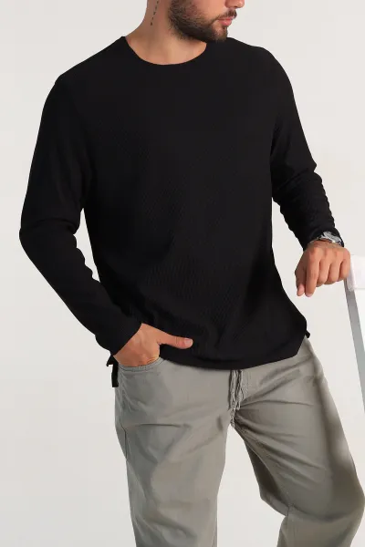 siyah-relaxed-fit-fitilli-doku-genis-yaka-erkek-sweatshirt-300052