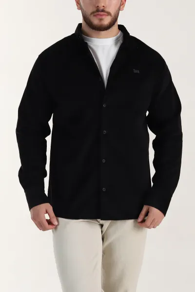 siyah-relaxed-fit-fitilli-kadife-ata-yaka-erkek-gomlek-400084