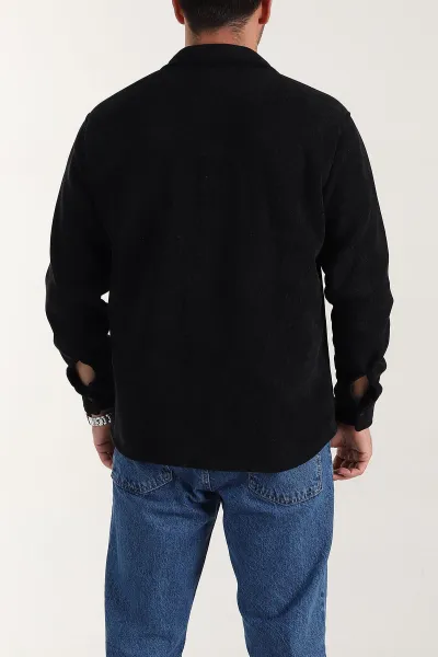 Siyah Relaxed Fit İçi Polarlı Erkek Kadife Gömlek 400010