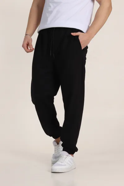siyah-relaxed-fit-iki-ip-paca-lastikli-esofman-alti-350493