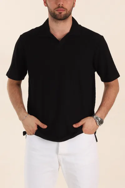 siyah-relaxed-fit-kabartma-desenli-patli-polo-yaka-erkek-tisort-358279