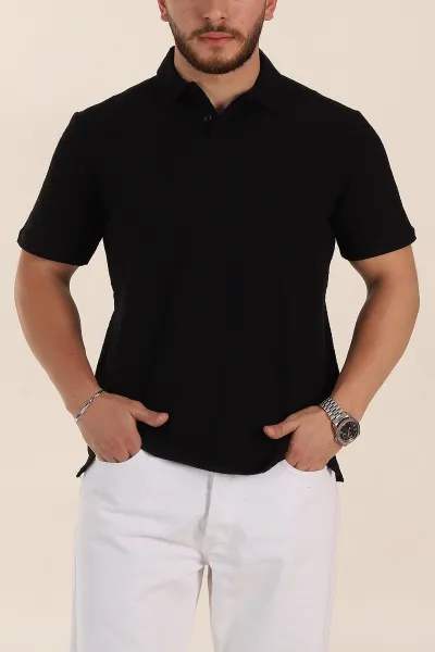 siyah-relaxed-fit-kabartma-dokulu-dugmeli-polo-yaka-erkek-tisort-358227