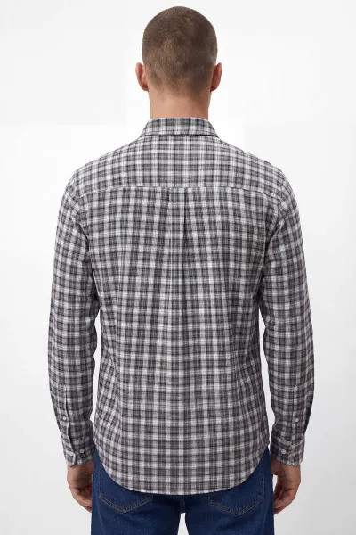 Siyah Relaxed Fit Kare Desen Erkek Gömlek 435774
