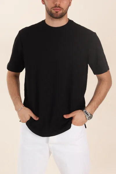 siyah-relaxed-fit-kare-dokulu-erkek-tisort-358000