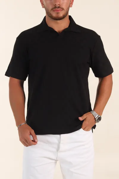 siyah-relaxed-fit-kare-dokulu-patli-polo-yaka-erkek-tisort-358033