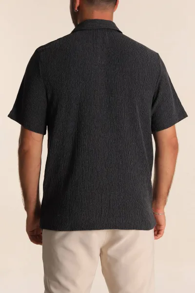 Siyah Relaxed Fit Melanjlı Patlı Polo Yaka Erkek Tişört 267625