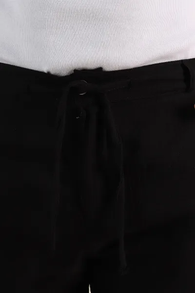 Siyah Relaxed Fit Müslin Keten Bel Arkası Lastikli Erkek Şort 386176