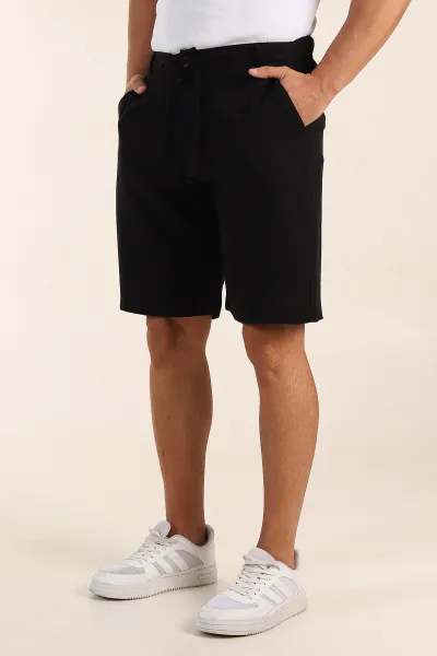 siyah-relaxed-fit-muslin-keten-bel-arkasi-lastikli-erkek-sort-386176