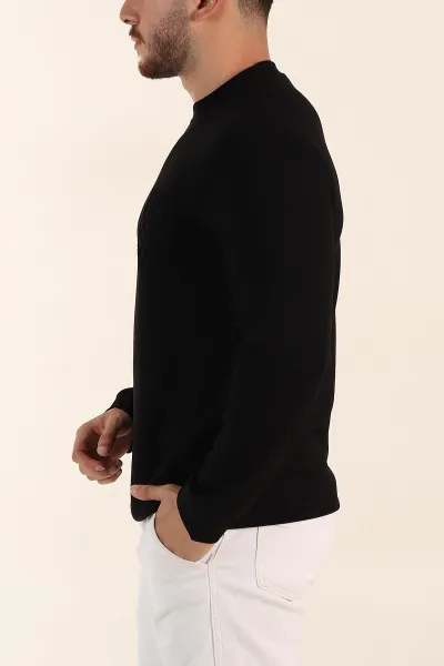 Siyah Relaxed Fit Oysho Kumaş Kabartma Detaylı Erkek Sweatshirt 393280