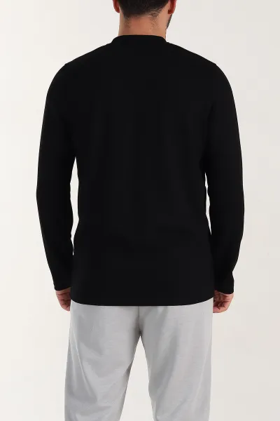Siyah Relaxed Fit Oysho Kumaş Kabartma Detaylı Erkek Sweatshirt 399526