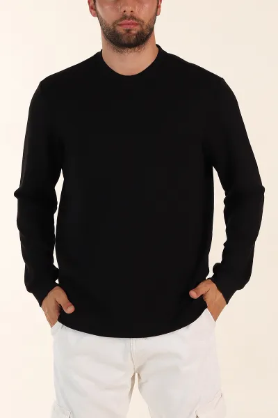 Siyah Relaxed Fit Oysho Kumaş Kabartma Yazılı Erkek Sweatshirt 393291