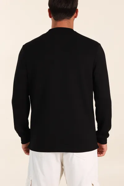 Siyah Relaxed Fit Oysho Kumaş Kabartma Yazılı Erkek Sweatshirt 393291