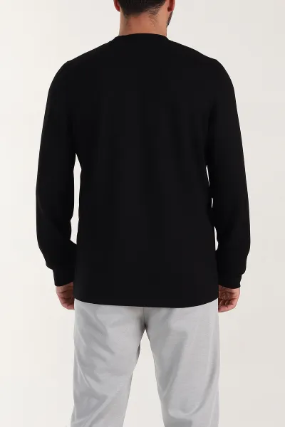 Siyah Relaxed Fit Oysho Kumaş Kabartma Yazılı Erkek Sweatshirt 399529