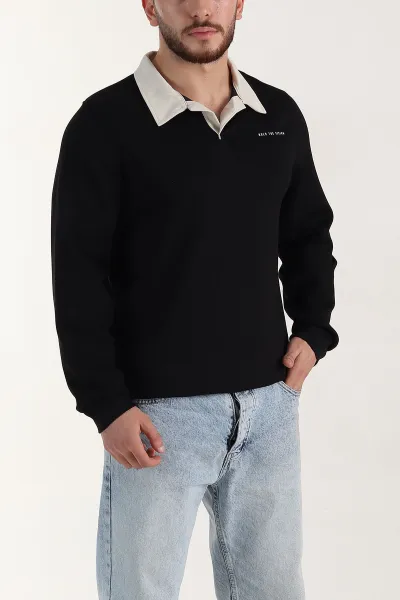 siyah-relaxed-fit-oysho-kumas-kabartma-yazili-polo-yaka-erkek-sweatshirt-399585