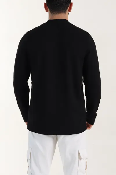 Siyah Relaxed Fit Oysho Kumaş Nakışlı Yazı Detay Erkek Sweatshirt 399387