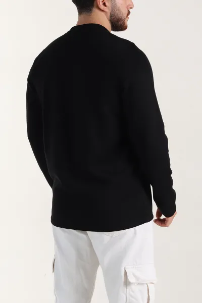 Siyah Relaxed Fit Oysho Kumaş Nakışlı Yazı Detay Erkek Sweatshirt 399393