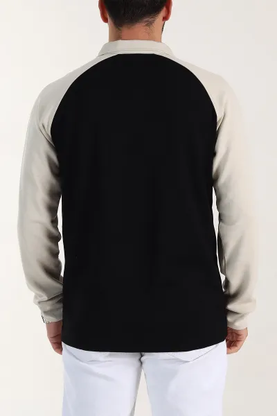 Siyah Relaxed Fit Oysho Kumaş Reglan Kollu Erkek Sweatshirt 399576