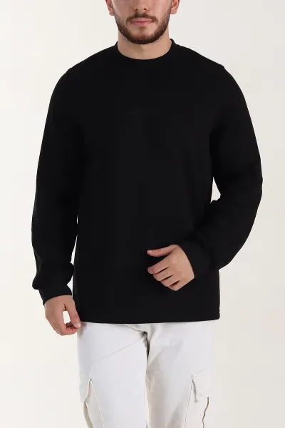 Siyah Relaxed Fit Oysho Kumaş Yazı Detaylı Erkek Sweatshirt 399461