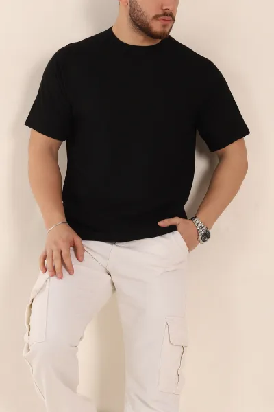 siyah-relaxed-fit-petek-dokulu-reglan-kol-basic-erkek-tisort-352023
