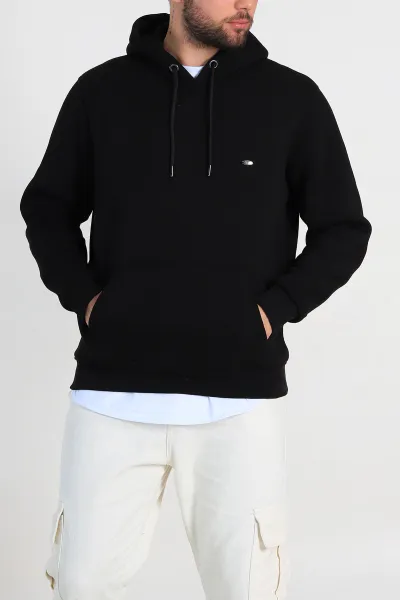 Siyah Relaxed Fit Üç İp Şardonlu Kabartma Detaylı Erkek Sweatshirt 311121