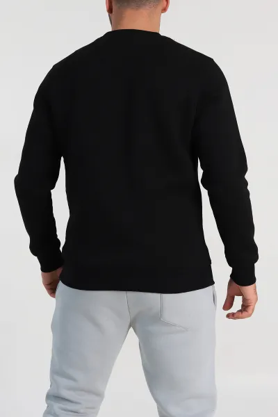 Siyah Relaxed Fit Üç İp Şardonlu Yazı Detaylı Erkek Sweatshirt 310484