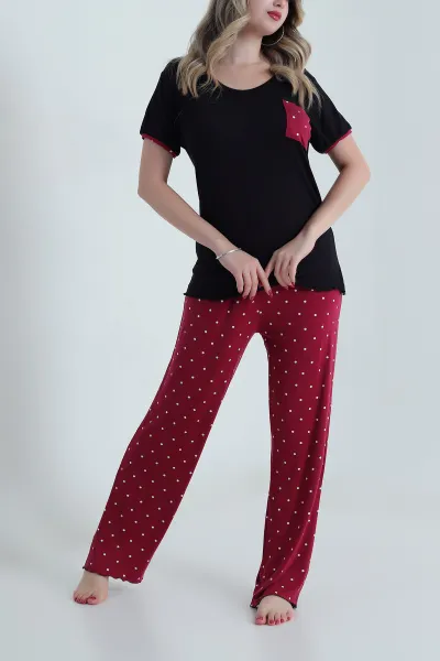 Siyah Ring Viskon Kadın Pijama Takımı 479545