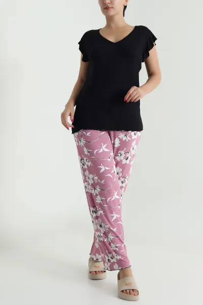 Siyah Ring Viskon Kadın Pijama Takımı 479586
