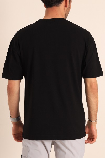 Siyah Sacramento Baskılı Oversize Erkek Tişört 186059