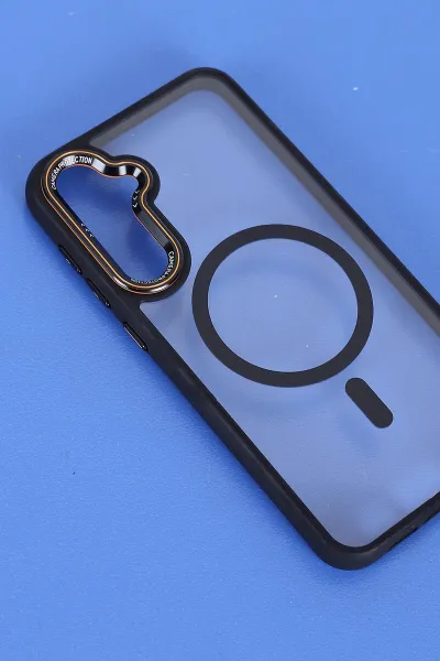 Siyah Samsung S23 FE Uyumlu Orbit Serisi Kamera Korumalı Magsafe Sert Silikon Telefon Kılıfı 404193