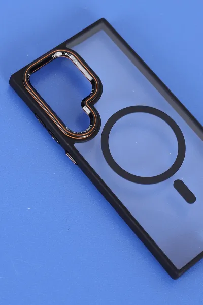 Siyah Samsung S23 Ultra Uyumlu Orbit Serisi Kamera Korumalı Magsafe Sert Silikon Telefon Kılıfı 404202