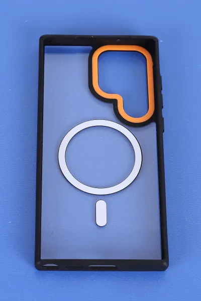 Siyah Samsung S23 Ultra Uyumlu Orbit Serisi Kamera Korumalı Magsafe Sert Silikon Telefon Kılıfı 404202